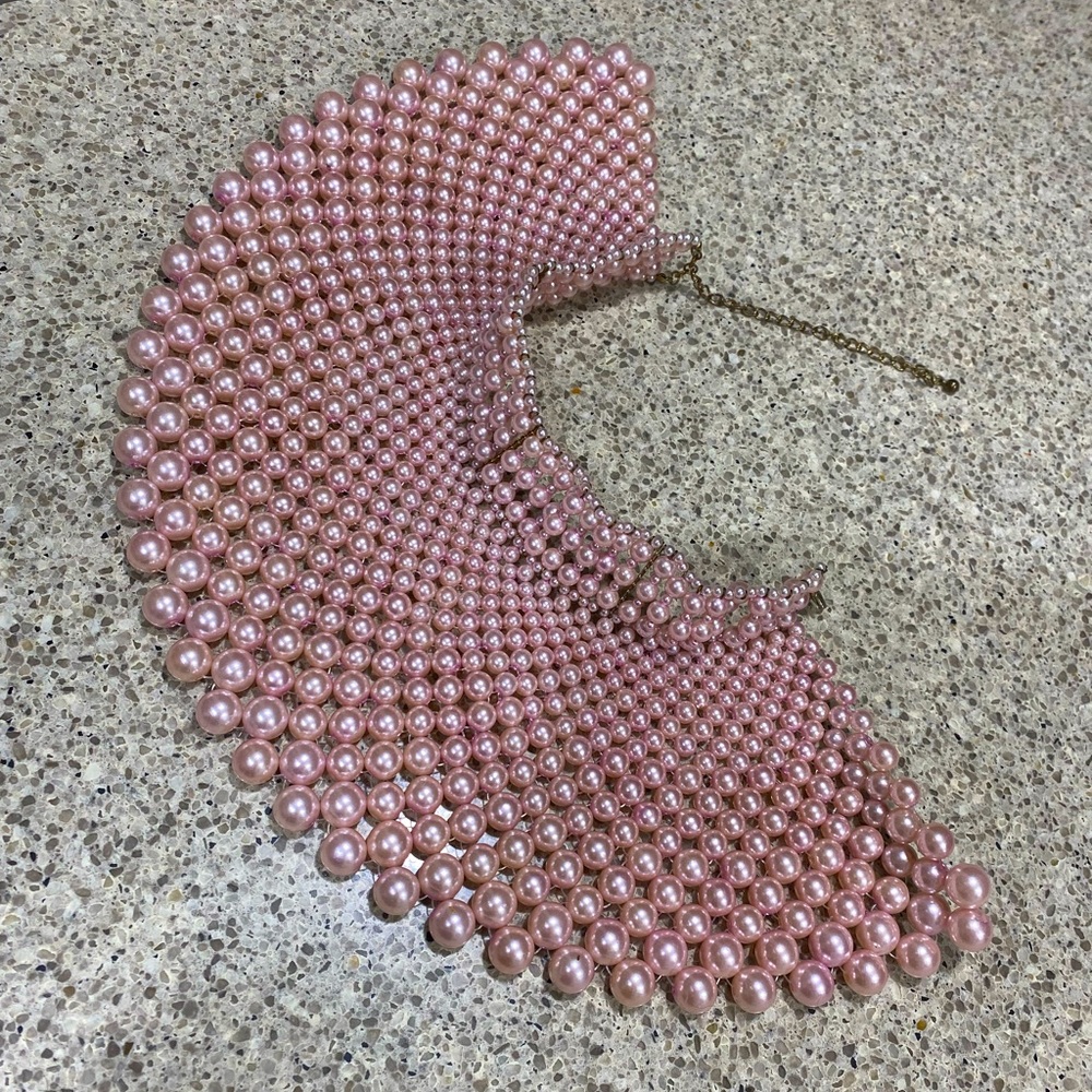 Pink Pearl Collar Body Jewelry Necklace/Bib - ONE SIZE